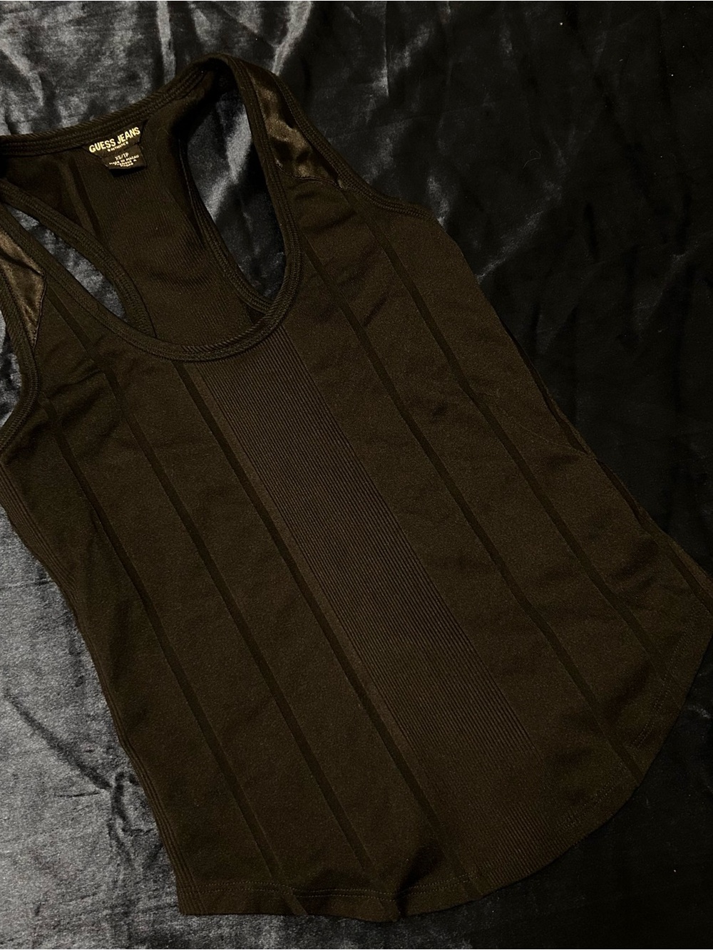 GUESS Black Ribbed Panel Tank